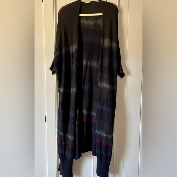 Lovestitch Ombré Open Front Long Duster Sweater Vest S/M Navy/Grey - Picture 11 of 12